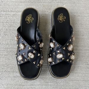 Elegant Black Embellished Sandals